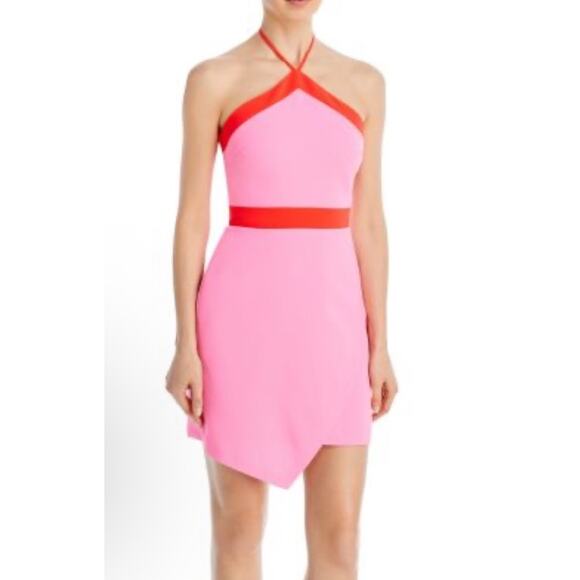 Amanda Uprichard pink and red halter tie mini dress Size XS NWT - Picture 8 of 16